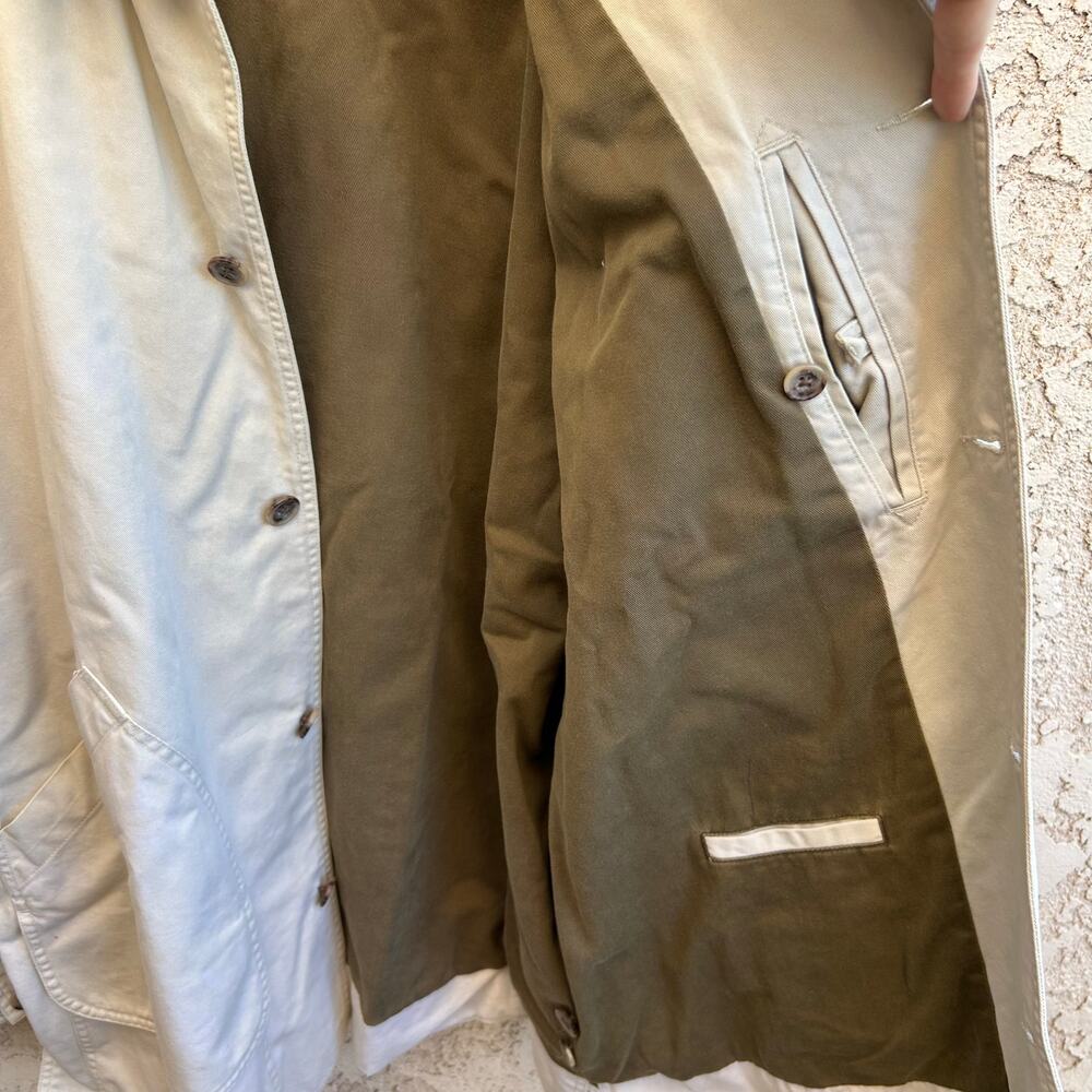 Vintage Banana Republic Cotton Canvas Jacket Brown Leather Collar XL - Picture 6 of 6